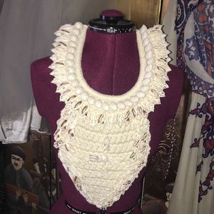 One of a kind woven bib necklace